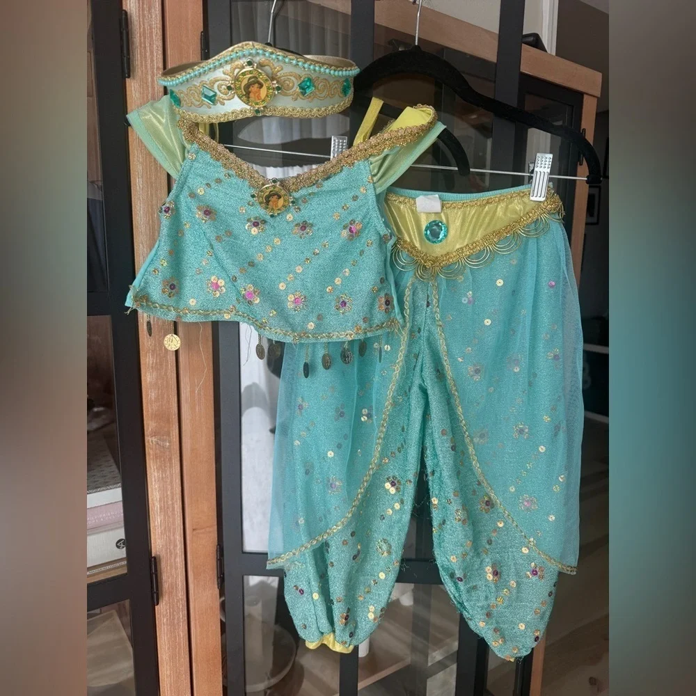 Vintage Disneyland Jasmine costume aladdin princess set crown toddler girl top